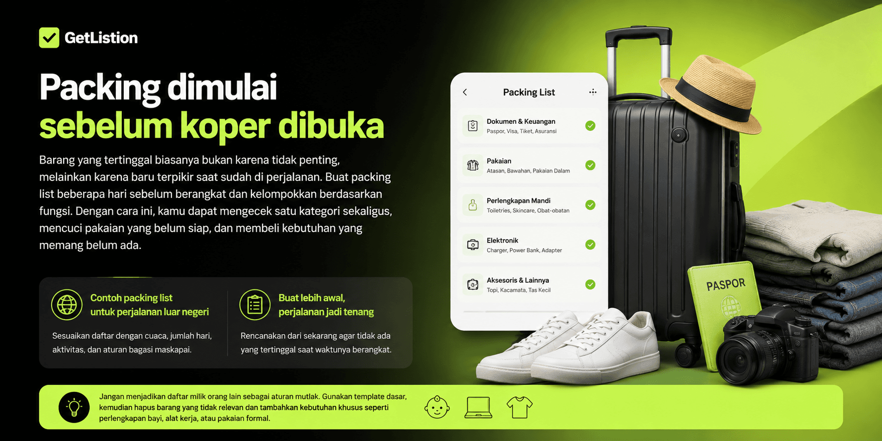 Contoh packing list untuk perjalanan luar negeri