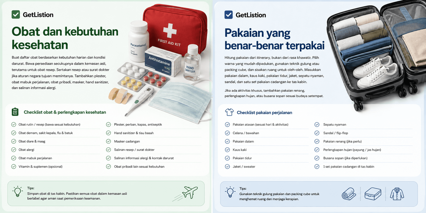 Checklist obat dan perlengkapan kesehatan perjalanan